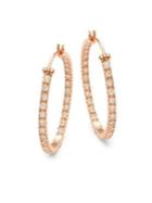 Lord & Taylor Rose Goldplated Sterling Silver And Cubic Zirconia Hoop Earrings