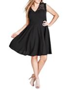 City Chic Plus V-neck Embroidered Dress