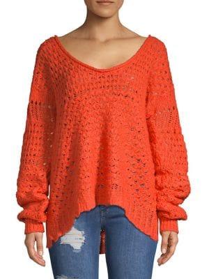 Free People Perforated Long-sleeve Sweater