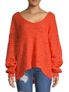Free People Perforated Long-sleeve Sweater