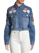 Design Lab Lord & Taylor Floral-embroidered Denim Jacket