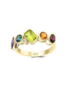 Effy 14k Yellow Gold Diamond, Amethyst, London Blue, Citrine, Rhodolite, Peridot Ring