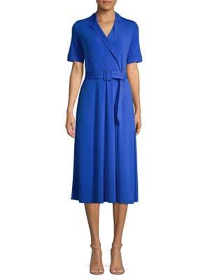 T Tahari Belted Surplice Shirt Dress