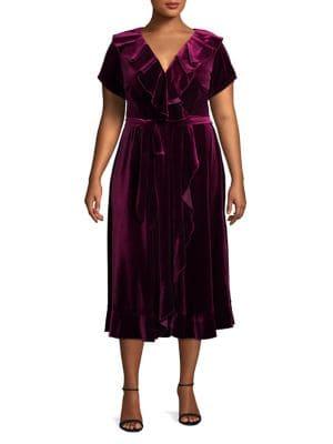 Gabby Skye Plus Midi Velvet Dress