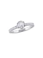 Sonatina 14k White Gold & 0.63tcw Diamond Floral Raised Engagement Ring With Heart Design Gallery