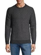 Black Brown Merino Wool Jacquard Crewneck Sweater
