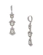 Givenchy 3mm, 4mm Faux Pearl And Swarovski Crystal Linear Earrings