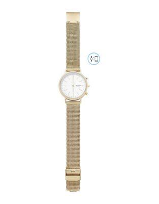 Skagen Hald Goldtone Stainless Steel Mesh Hybrid Smart Watch