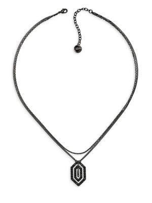 Karl Lagerfeld Deco Swarovski Crystal & Crystal Concentric Pendant Necklace