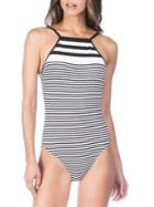 Lauren Ralph Lauren Striped Lace-up One-piece Swimsuit