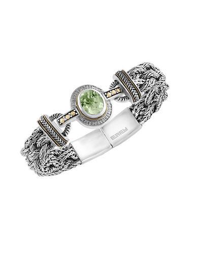 Effy Diamond, Green Amethyst And Sterling Silver Bracelet - 0.13 Tcw