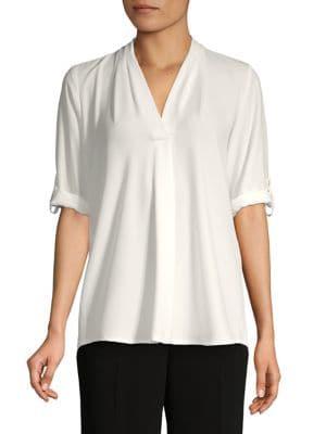 Calvin Klein Roll-sleeve Split Neck Top