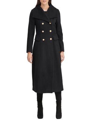 Karl Lagerfeld Paris Double-breasted Wool-blend Military Coat