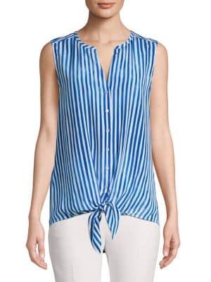 Tommy Bahama Striped Sleeveless Silk Blouse