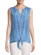 Tommy Bahama Striped Sleeveless Silk Blouse
