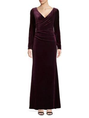 Vince Camuto Long-sleeve Velvet Gown