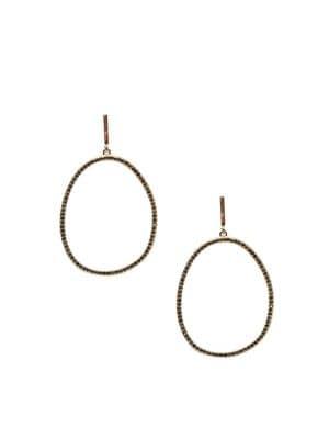 Sole Society Goldtone & Hematite Gypsy Hoop Earrings