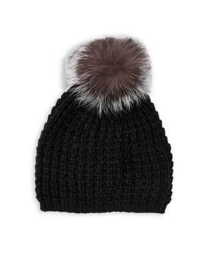 Norla Fox Fur Pom Wool-blend Beanie