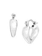Lord & Taylor Heart Sterling Silver Hoop Earrings