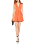 Bcbgmaxazria Pleated Stretch-crepe Cutout Dress