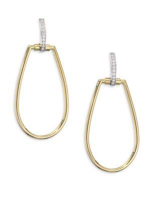 Roberto Coin Oval Diamond And 18k Yellow Gold Drop Earrings