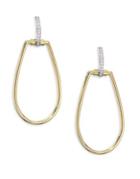 Roberto Coin Oval Diamond And 18k Yellow Gold Drop Earrings