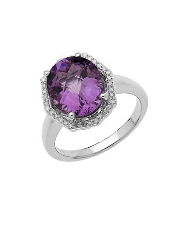 Lord & Taylor Sterling Silver Light Amethyst And Diamond Ring