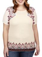 Lucky Brand Plus Plus Embroidered Knit Tee