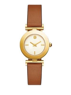 Tory Burch Sawyer Twist Goldtone & Multi-color Leather Watch Set