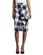 Lord & Taylor Ruffle Front Plaid Pencil Skirt