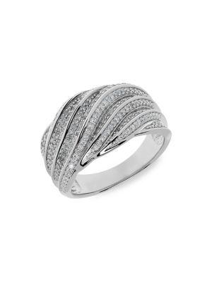 Lord & Taylor Sterling Silver And Diamond Twisted Ring