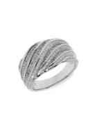Lord & Taylor Sterling Silver And Diamond Twisted Ring