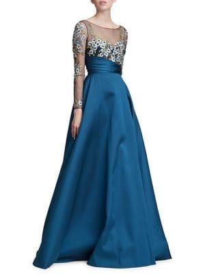 Marchesa Notte Illusion Embroidery Ball Gown
