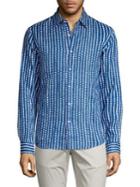 Michael Kors Dotted Stripe Slim-fit Linen Button-down Shirt