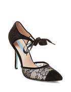 Betsey Johnson Reese Suede And Lace Pumps