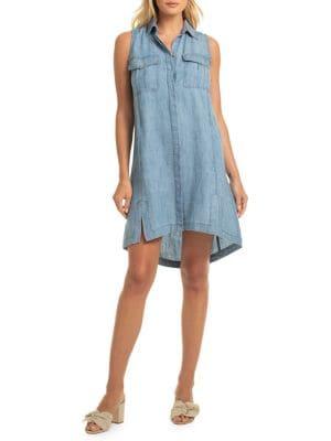 Trina Turk Sunset Crosshatch Chambray Hi-lo Dress