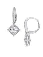 Sonatina Diamond And Sterling Silver Halo Drop Earrings