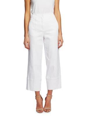 Cece Meadow Monet High-rise Cotton Blend Wide-leg Pants