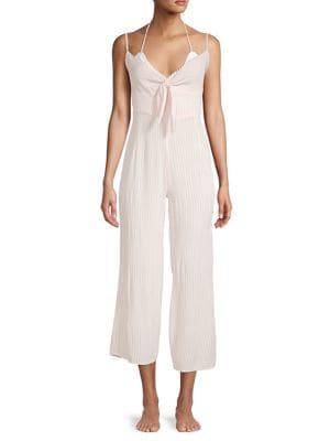 Elan Striped Cotton & Linen Blend Jumpsuit