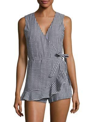 Design Lab Gingham Ruffle Romper