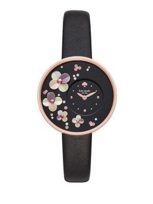 Kate Spade New York Metro Floral Mini Dial Leather-strap Watch