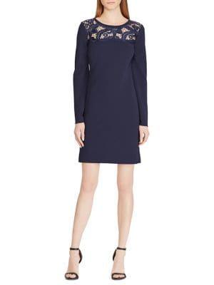 Lauren Ralph Lauren Lace-yoke Jersey Dress