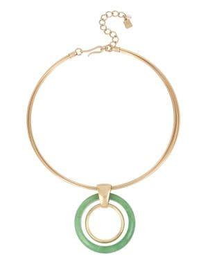 Robert Lee Morris Collection Jade Round Wire Pendant Necklace