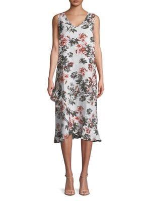 Lord & Taylor Plus Asymmetric Ruffle Hem Dress
