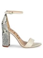 Sam Edelman Yaro Ankle-strap Snake-embossed Leather Sandals