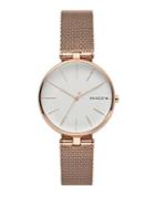 Skagen Signatur T-bar Rose-tone Stainless Steel Mesh Bracelet Watch