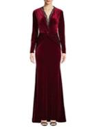 Nicole Bakti Knotted Velvet Fit-&-flare Gown