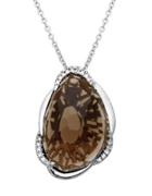 Lord & Taylor Sterling Silver Necklace With Smokey Topaz Pendant