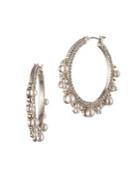 Marchesa Faux Pearl & Crystal Hoop Earrings