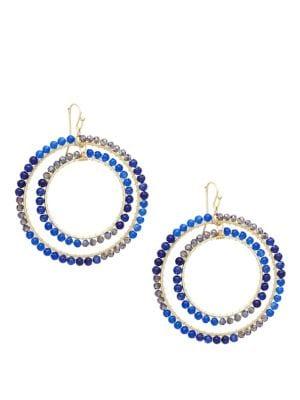 Panacea Goldtone & Crystal Double Hoop Drop Earrings